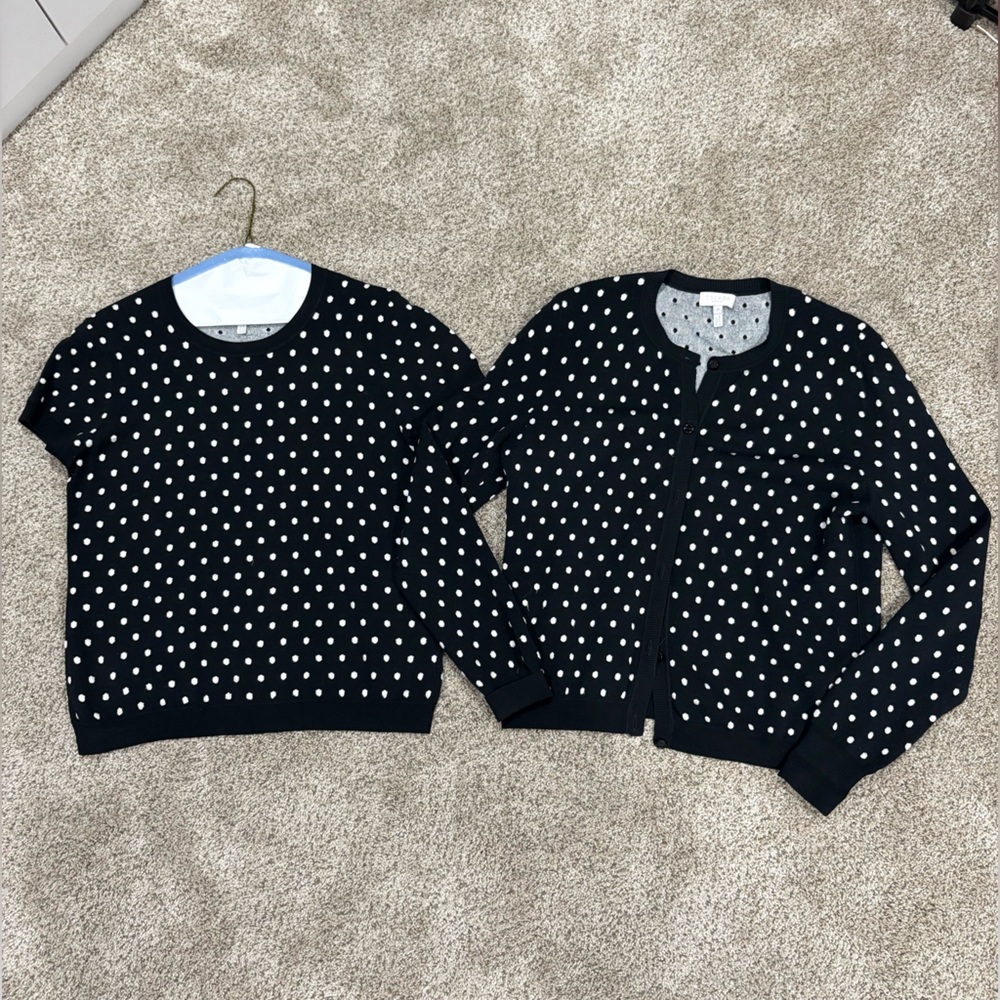 Escada Black and Gray Polka Dot Knitwear Set